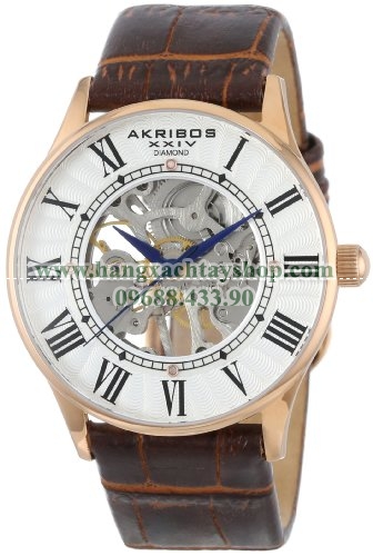 Akribos XXIV AK499RG Bravura Slim Mechanical Leather Strap-hangxachtayshop Akribos XXIV AK499RG Bravura Slim Mechanical Leather Strap-hangxachtayshop