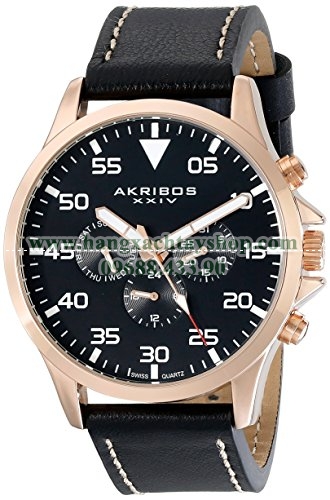 Akribos XXIV AK773RGB Analog Display Swiss Quartz Black Watch-hangxachtayshop Akribos XXIV AK773RGB Analog Display Swiss Quartz Black Watch-hangxachtayshop