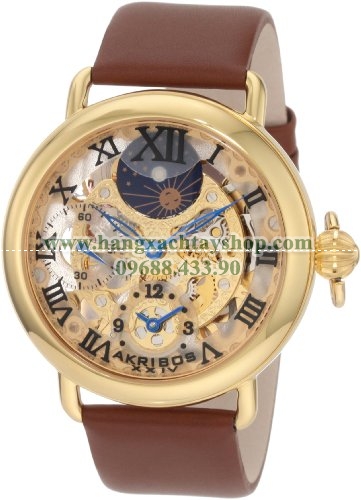 Akribos XXIV nam AKR451YG Bravura Mechanical Dual Time Skeleton-hangxachtayshop Akribos XXIV nam AKR451YG Bravura Mechanical Dual Time Skeleton-hangxachtayshop