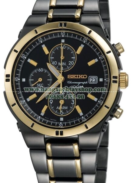 Seiko Nam SNAA30 Alarm Chronograph Black Ion-hangxachtayshop