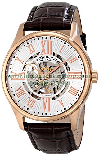 Stuhrling Original 747.04 Atrium Automatic Skeleton Rose Tone Brown-hangxachtayshop Stuhrling Original 747.04 Atrium Automatic Skeleton Rose Tone Brown-hangxachtayshop